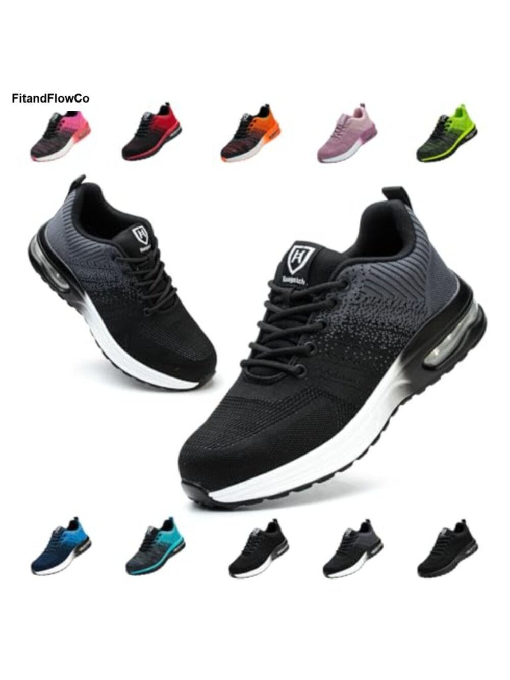 Steel Toe Athletic Work Sneakers Lace-Up Slip Resistant
